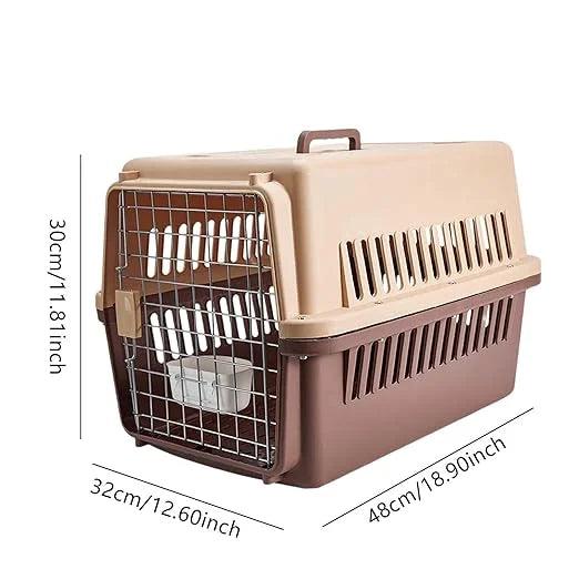 Plastic Transport Box for Dogs, Roomy, Very Robust and Light Box with Handle, Metal Door, Travel Pet Carrier, for Small Dogs and Cats