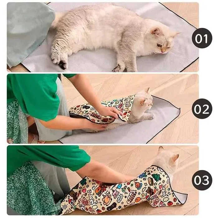 Cat Beauty Wrap - Pet Protective Cover - Cat Wrapping Cloth for Feeding, Scratch Prevention, Escape Protection, Cleaning Pet - Feline Grooming Towel - Pet Supermarket