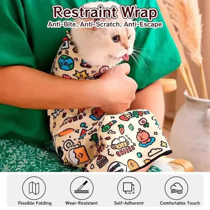 Cat Beauty Wrap - Pet Protective Cover - Cat Wrapping Cloth for Feeding, Scratch Prevention, Escape Protection, Cleaning Pet - Feline Grooming Towel