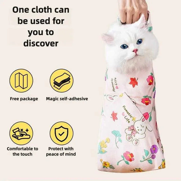 Cat Beauty Wrap - Pet Protective Cover - Cat Wrapping Cloth for Feeding, Scratch Prevention, Escape Protection, Cleaning Pet - Feline Grooming Towel - Pet Supermarket
