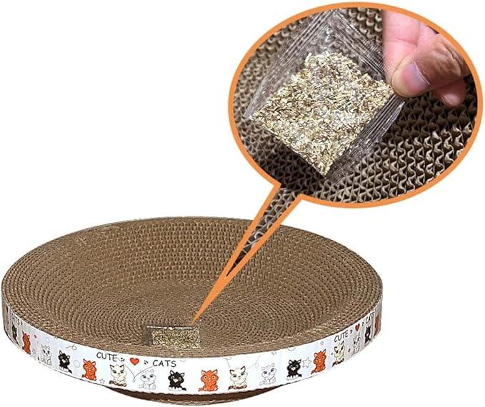Cat Scratcher Lounge Bed, Cat Bed Cardboard, Round Scratching Board for Indoor Cat Mat (40cm) - Pet Supermarket
