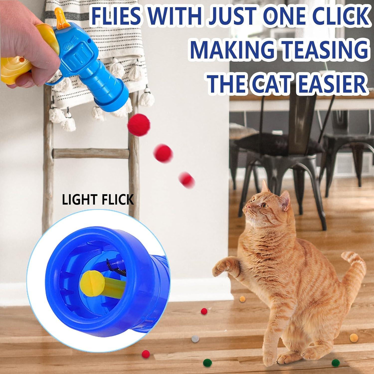 20pcs Cat Plush Ball with Toy Gun Plush Ball Firing Gun Teaser for Pet Cat - Pet Supermarket