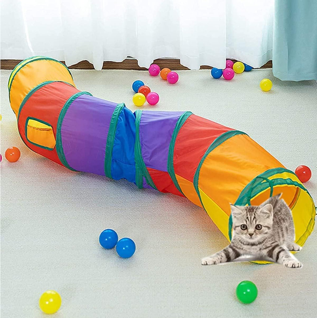 Cat Tunnel, 2 Way Collapsible Pet Tube for Indoor and Outdoor Use - Suitable for Cats and Bunnies (Rainbow-S) - Pet Supermarket