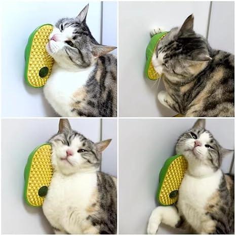 Interactive Catnip Pea Hair Brush Toy, Cat Self-Grooming Scratch Massage Brush, Pet Grooming Catnip Face Brush for Cats