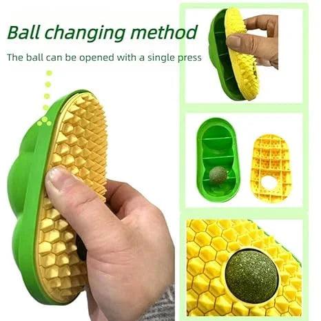 Interactive Catnip Pea Hair Brush Toy, Cat Self-Grooming Scratch Massage Brush, Pet Grooming Catnip Face Brush for Cats