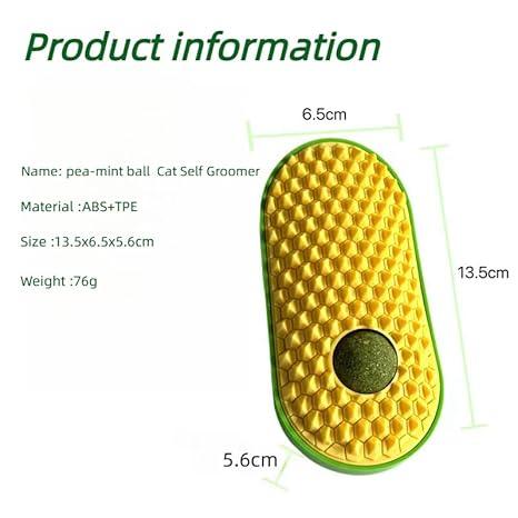 Interactive Catnip Pea Hair Brush Toy, Cat Self-Grooming Scratch Massage Brush, Pet Grooming Catnip Face Brush for Cats