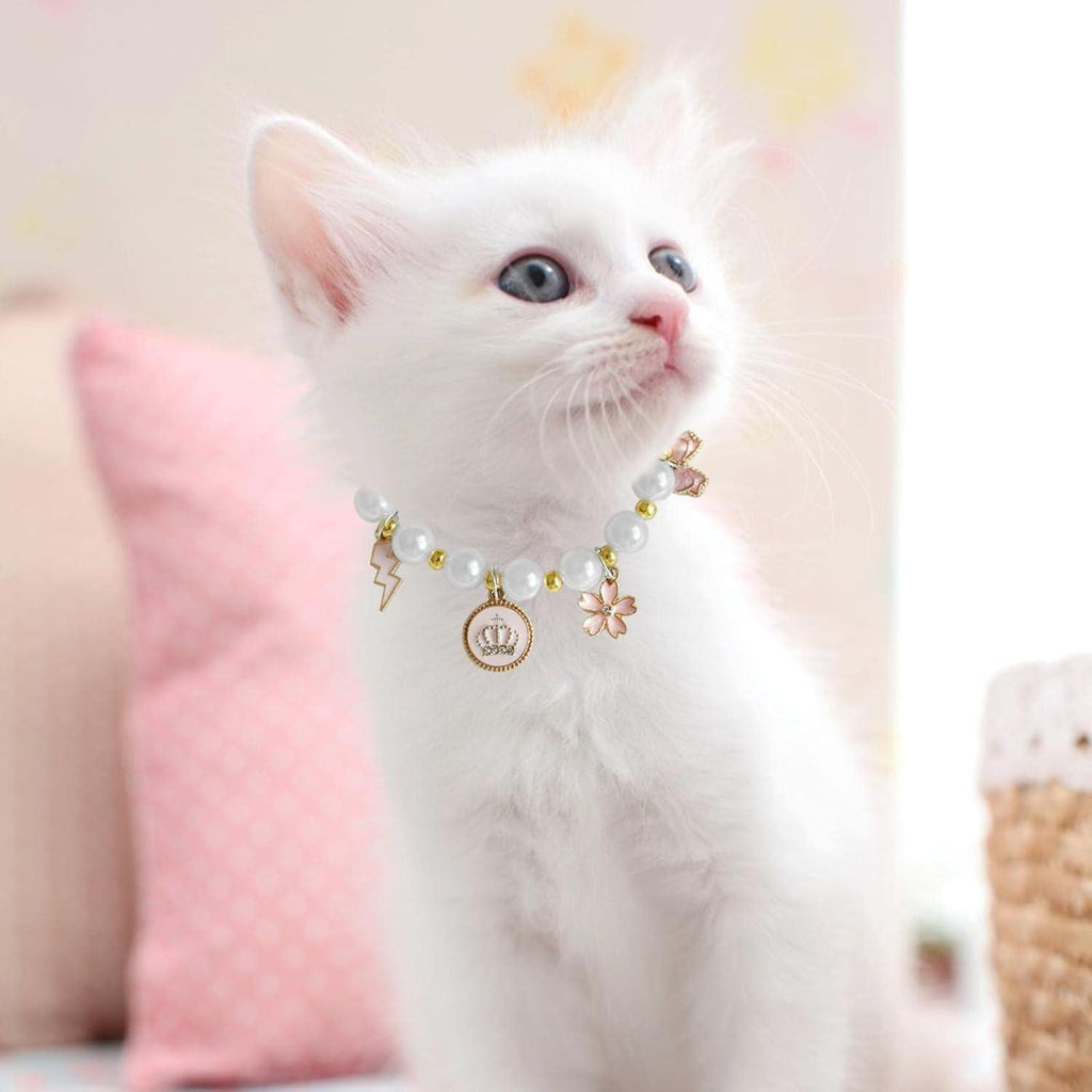 Collar Cat Supplies Bow Necklace Dog Cat Princess Adjustable Pet Pearl Collar