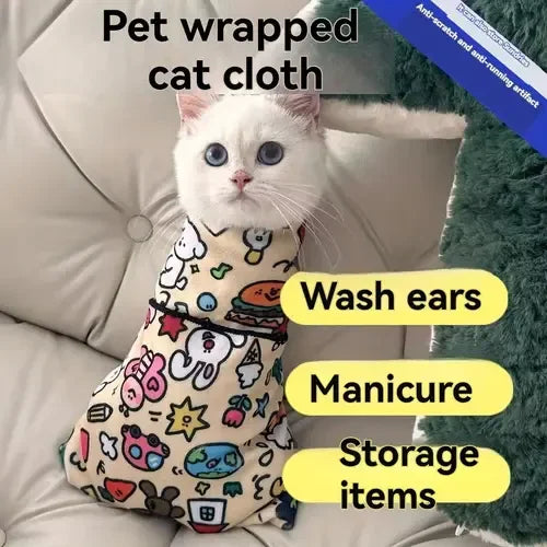 Cat Beauty Wrap - Pet Protective Cover - Cat Wrapping Cloth for Feeding, Scratch Prevention, Escape Protection, Cleaning Pet - Feline Grooming Towel - Pet Supermarket