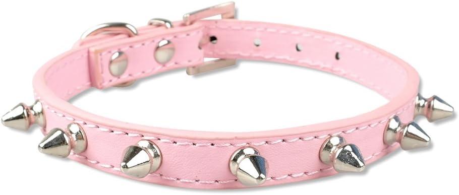 Spike Dog Collar with Spikes, Adjustable Rivet Dog Collar, Genuine Leather Spiked Studded Dog Pet Collars for Cats Puppies Small Medium Large Dogs - Pet Supermarket