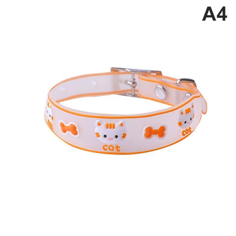 Luminous Silicone Cat Collar, Adjustable Cat Collar, Breakaway Safety Kitten Collar With Bell