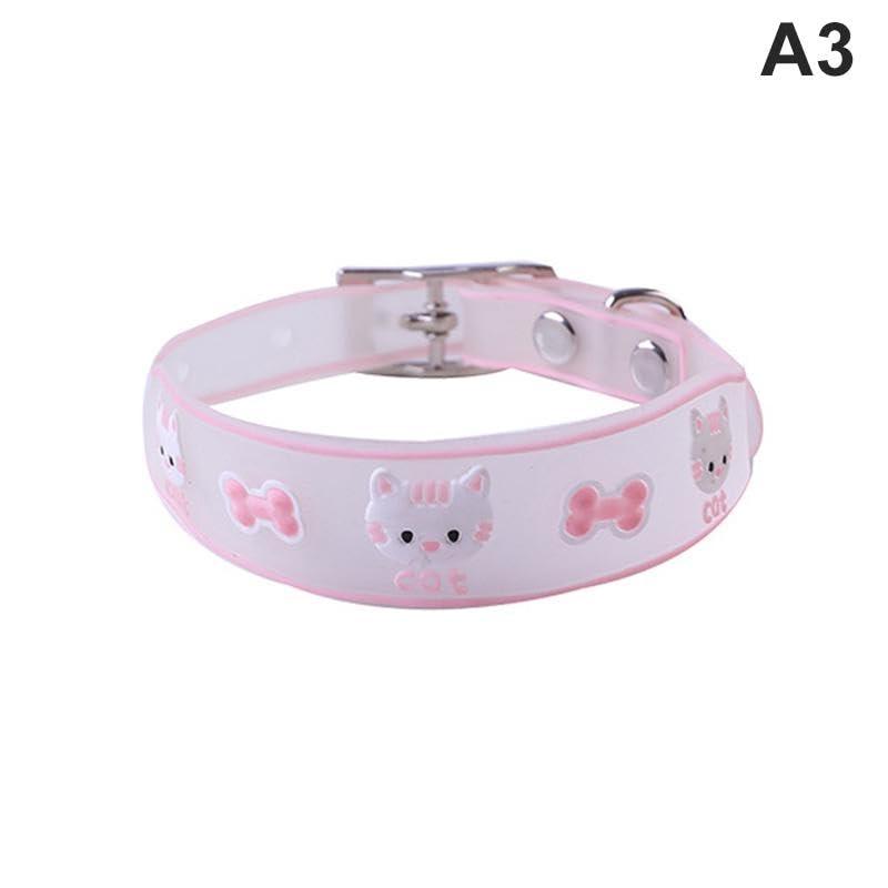 Luminous Silicone Cat Collar, Adjustable Cat Collar, Breakaway Safety Kitten Collar With Bell