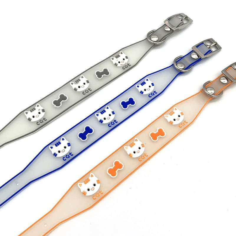 Luminous Silicone Cat Collar, Adjustable Cat Collar, Breakaway Safety Kitten Collar With Bell