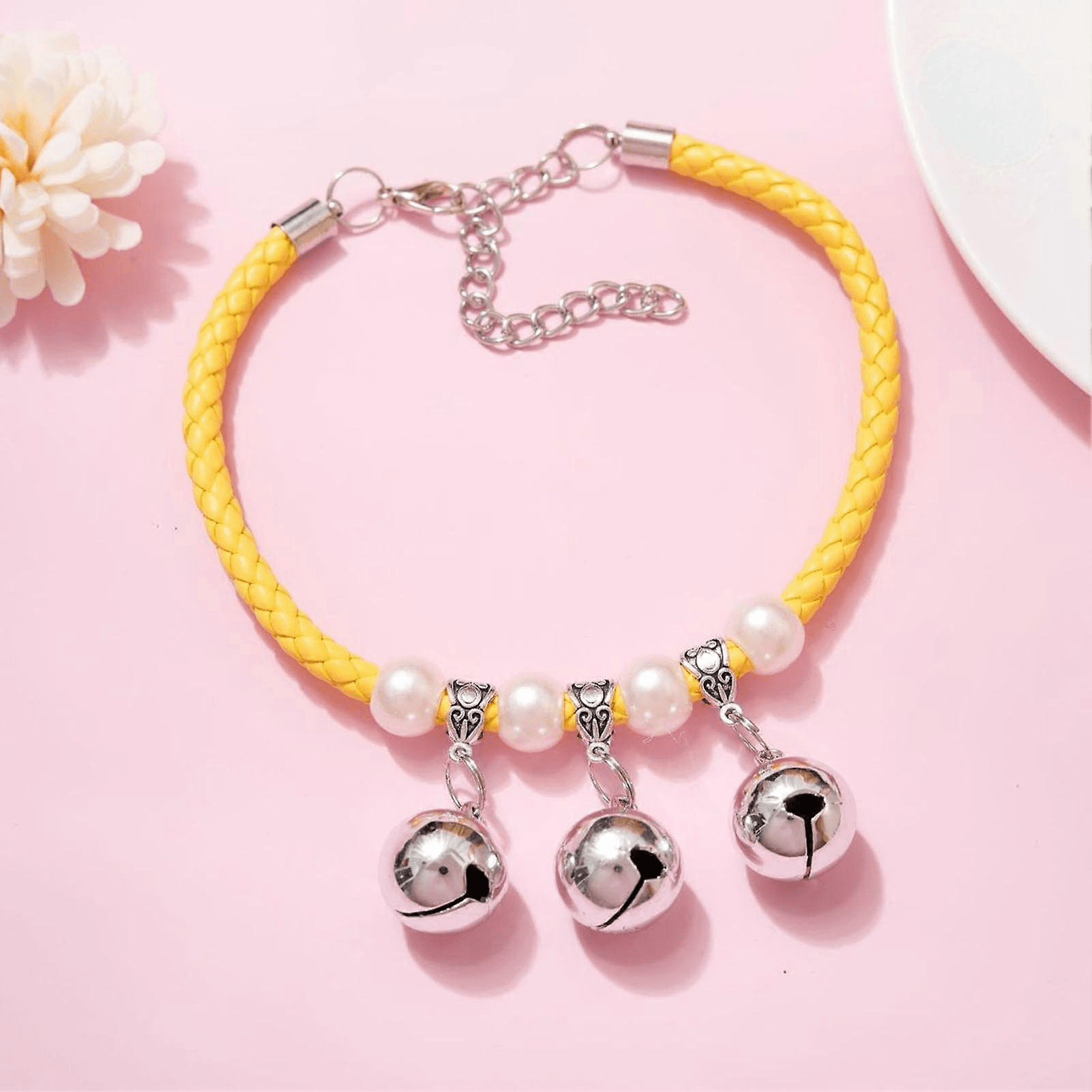 Stylish Triple Bell Adjustable Pet Collar with Removable Bell Pendant for Cats