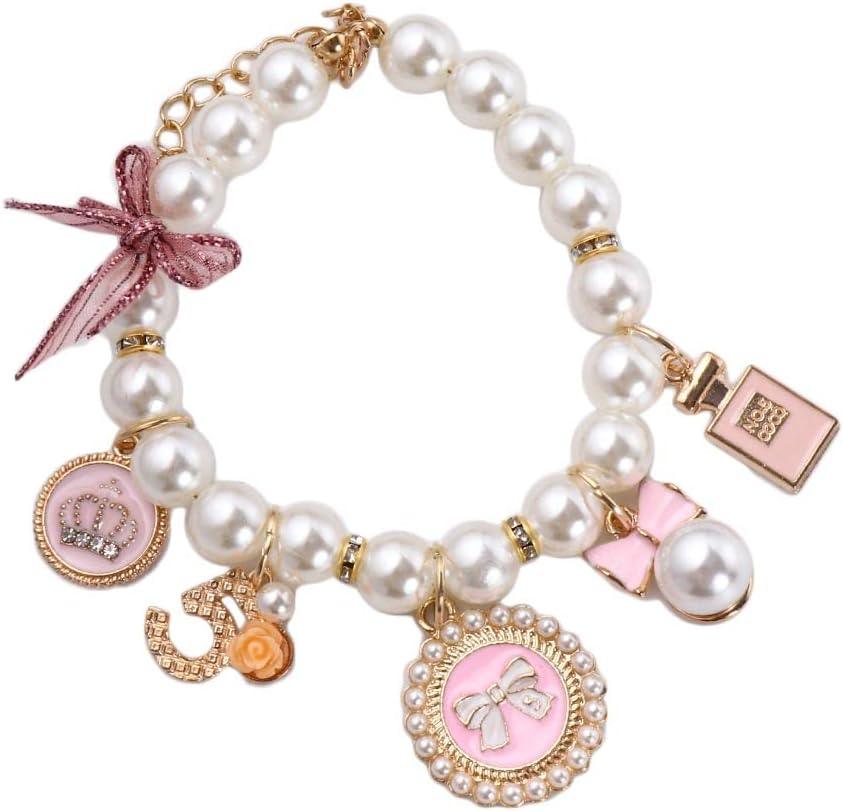 Collar Cat Supplies Bow Necklace Dog Cat Princess Adjustable Pet Pearl Collar