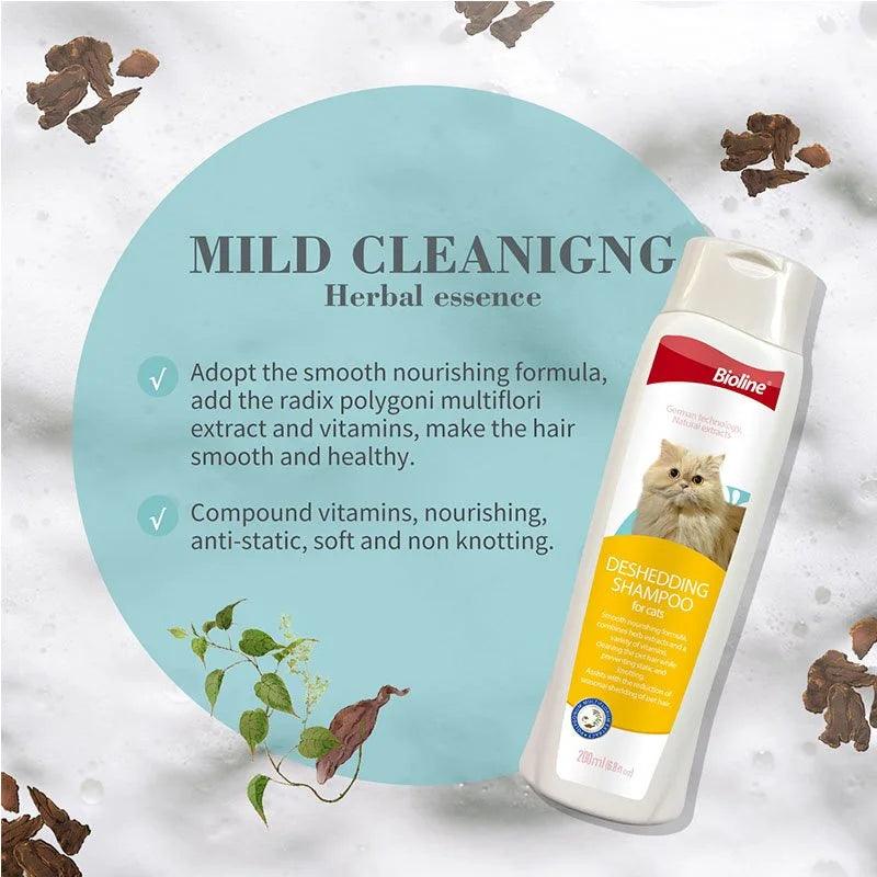 Bioline Deshedding Shampoo For Cat, Pets Hair Static and Knotting Prevention 200Ml, Multi Colour