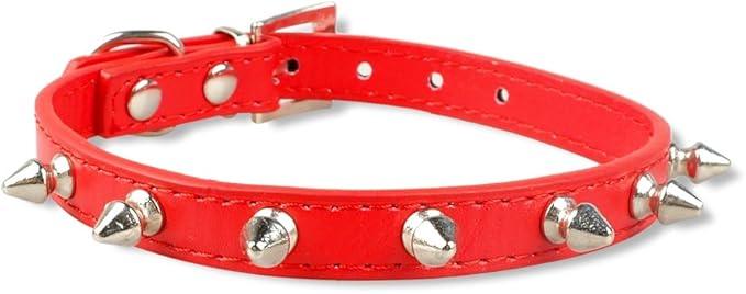 Spike Dog Collar with Spikes, Adjustable Rivet Dog Collar, Genuine Leather Spiked Studded Dog Pet Collars for Cats Puppies Small Medium Large Dogs - Pet Supermarket
