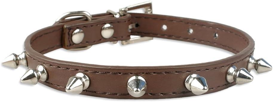 Spike Dog Collar with Spikes, Adjustable Rivet Dog Collar, Genuine Leather Spiked Studded Dog Pet Collars for Cats Puppies Small Medium Large Dogs - Pet Supermarket