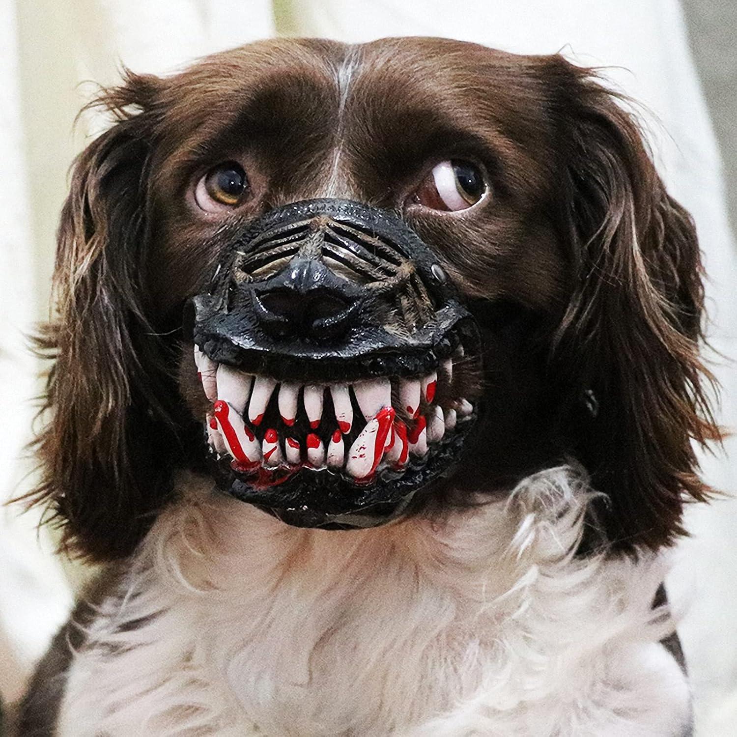 Muzzle for Medium Sized Dog，Basket Muzzle for Large Dog That Eat Everything - Protection from Dogs While Walking，Skull Mask Muzzle Scary - Pet Supermarket