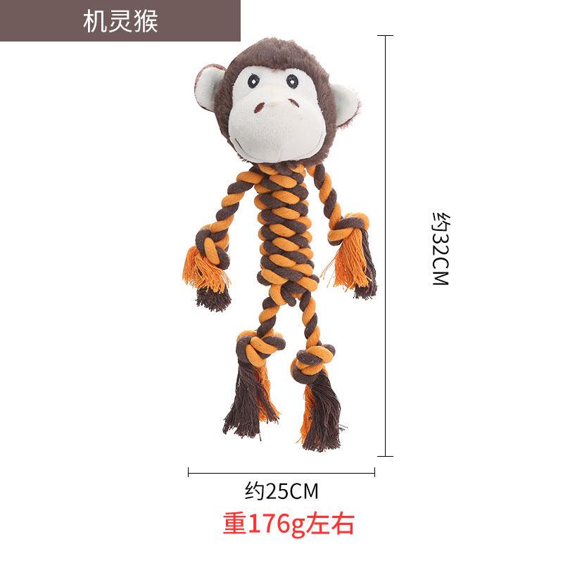 Dog Molar Toy, Durable Chew Ball Toy Dog Chew Toys Plush Cotton Rope Molar Toy Tooth Cleaning Toys Dog Training Interactive Toy(Monkey)