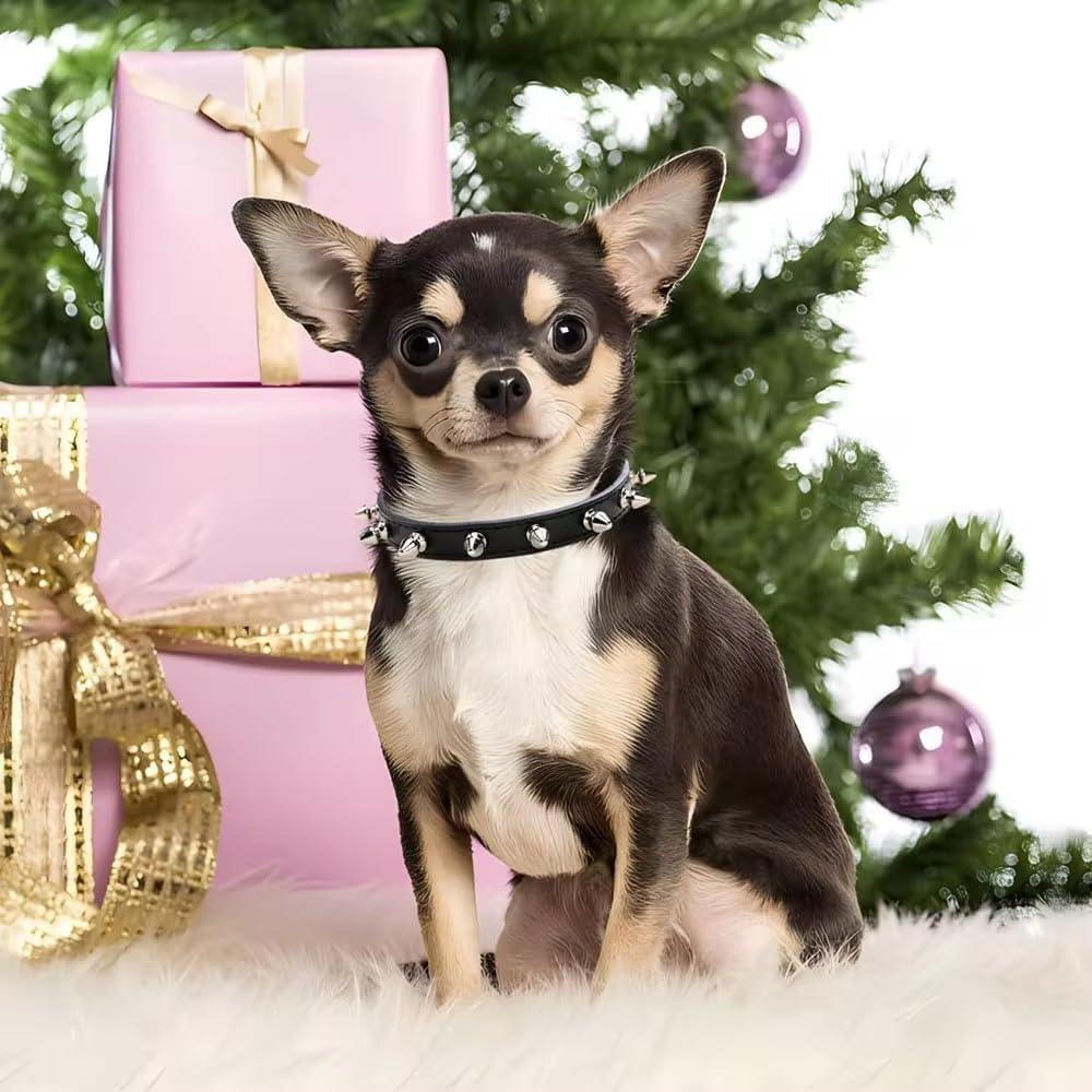 Spike Dog Collar with Spikes, Adjustable Rivet Dog Collar, Genuine Leather Spiked Studded Dog Pet Collars for Cats Puppies Small Medium Large Dogs - Pet Supermarket