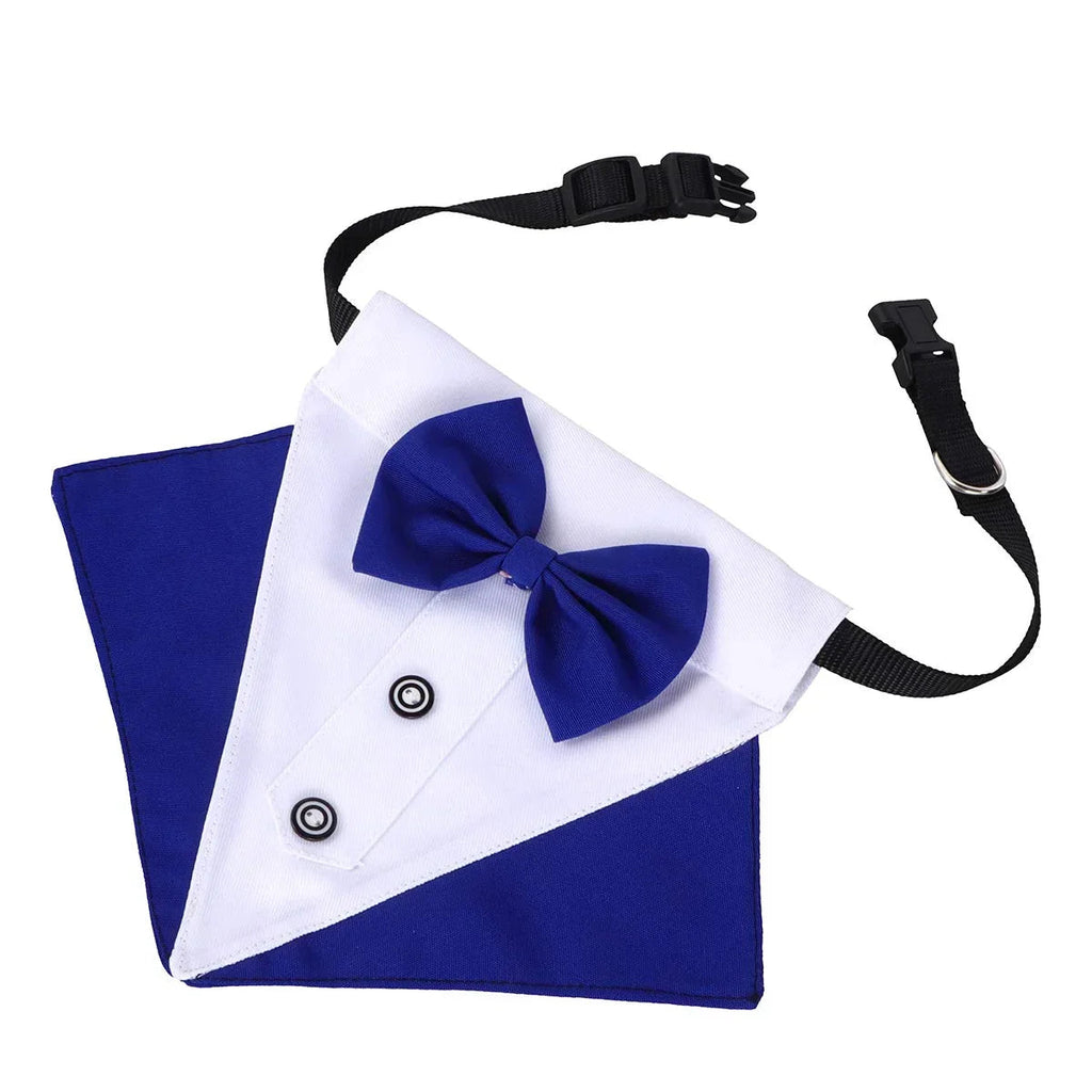 Medium Formal Dog Tuxedo Bandana Dog Wedding Bandana Dog Collar Tie with Bow Tie and Neck Tie Designs Adjustable Collar Formal Tux Dog Bowtie Adjustable Neckerchief - Pet Supermarket