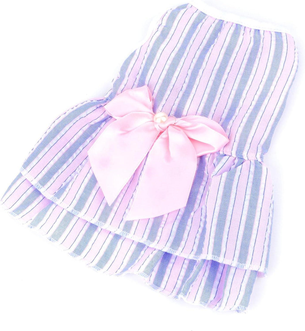Bow Dress knot Decor Round Neck Summer Skirt / Frock for Pet Cat Dress - Pet Supermarket