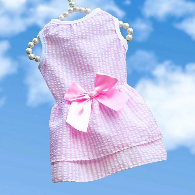 Bow knot Decor Round Neck Summer Skirt / Frock for Pet Cat Dress - Pet Supermarket