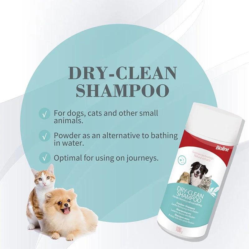 Bioline Pet Dry Shampoo Powder - Dog Cat Shampoo 100g