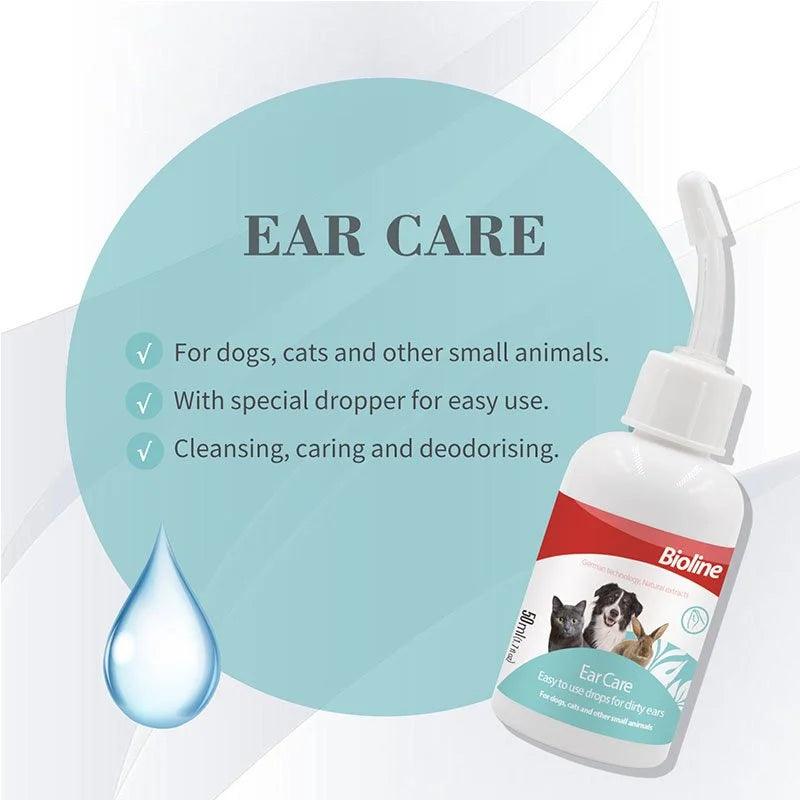 BIOLINE Ear Care For Pets, Dogs, Cats, and other Small Animals - 50ml