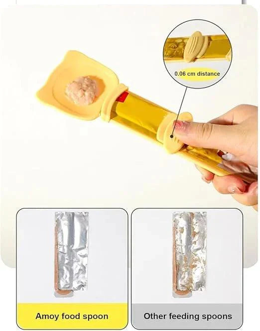 Cat Stripe Squeeze Spoon, Cat Treat Feeding Spoon, Cat Food Spoon for Wet Food,