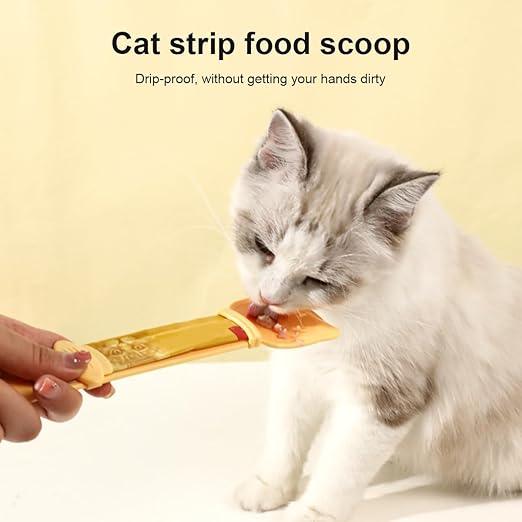 Cat Strip Feeder,Cat Stripe Squeeze Spoon, Cat Treat Feeding Spoon, Cat Food Spoon for Wet Food, Pet Feeder and Lickable Cat Food Dispenser 1pcs