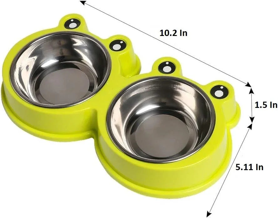 Stainless Steel Cat Food Bowls Pet Bowl with Rubber Base Small Cat Dog Bowl with Cute Cats Painted Cat Water Bowls Non-Slip - Pet Supermarket