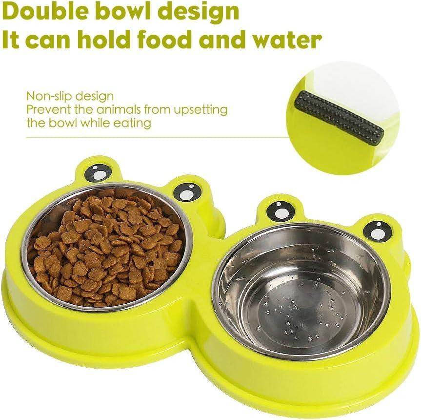 Stainless Steel Cat Food Bowls Pet Bowl with Rubber Base Small Cat Dog Bowl with Cute Cats Painted Cat Water Bowls Non-Slip - Pet Supermarket