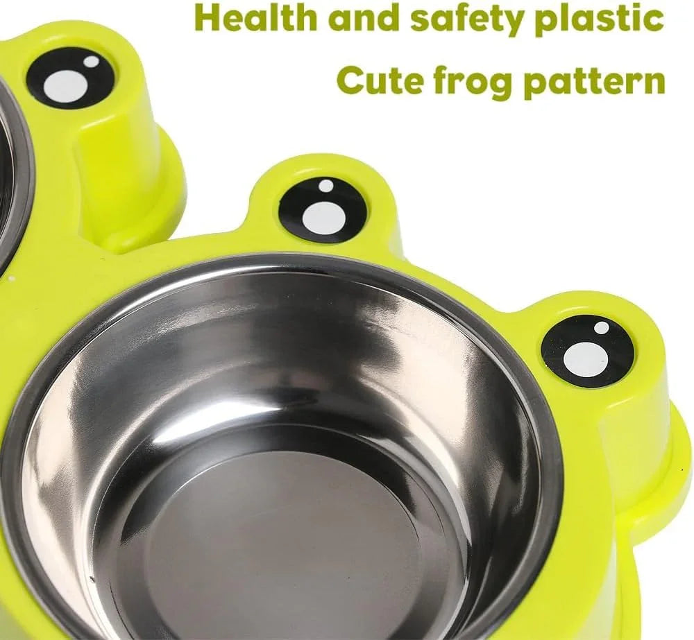 Stainless Steel Cat Food Bowls Pet Bowl with Rubber Base Small Cat Dog Bowl with Cute Cats Painted Cat Water Bowls Non-Slip - Pet Supermarket