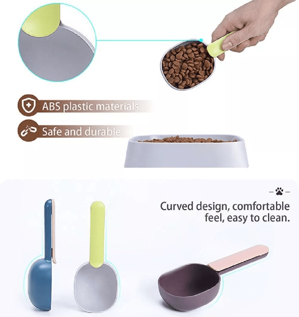 Pet Cat Dog Food Scoop Measuring Cup Pet Food Feeding Spoon Bag Clip Handle