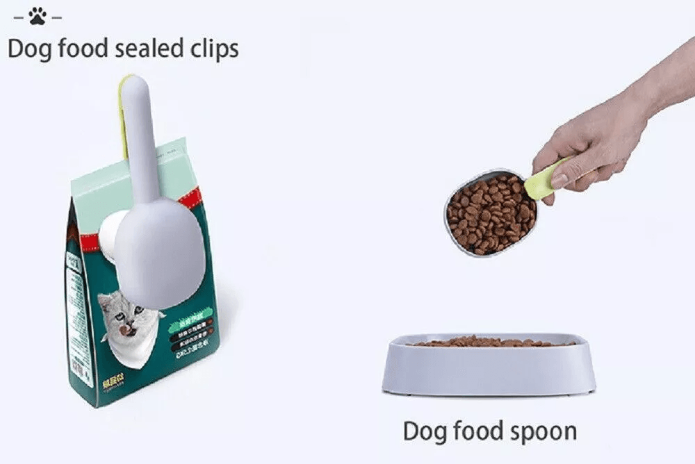 Pet Cat Dog Food Scoop Measuring Cup Pet Food Feeding Spoon Bag Clip Handle