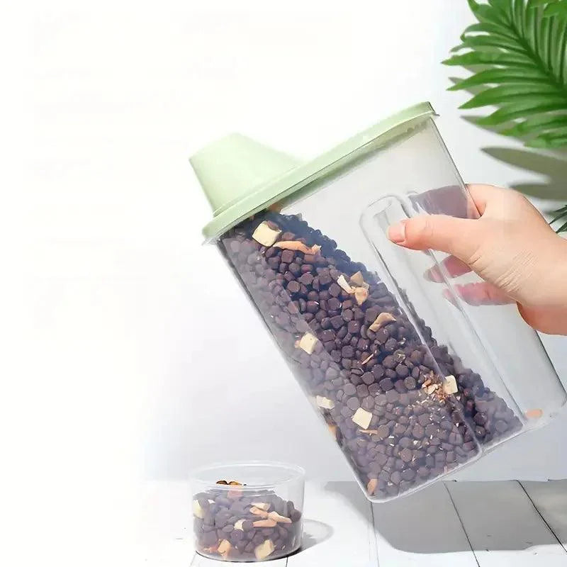 1pc Airtight Pet Food Storage Container with Scoop - Durable PP, Rectangular, Keeps Dog & Cat Kibble Fresh and Moisture-Free, with Measuring Cup Lid for Easy Pouring Food Jar