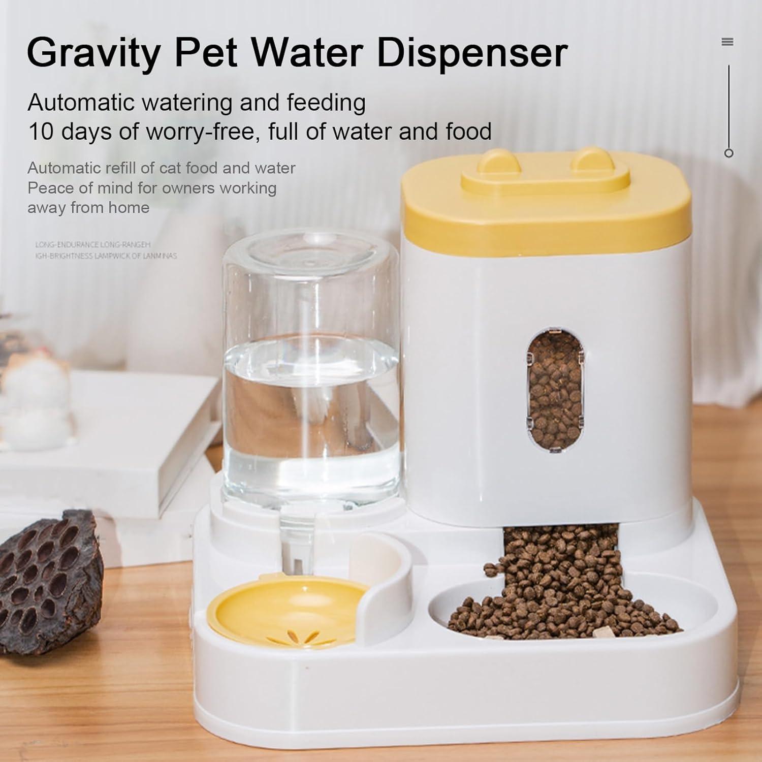 Convenient Pet Food Water Dispenser Large Capacity Feeder Automatic Gravity Cat Dog Food Bowl - Pet Supermarket