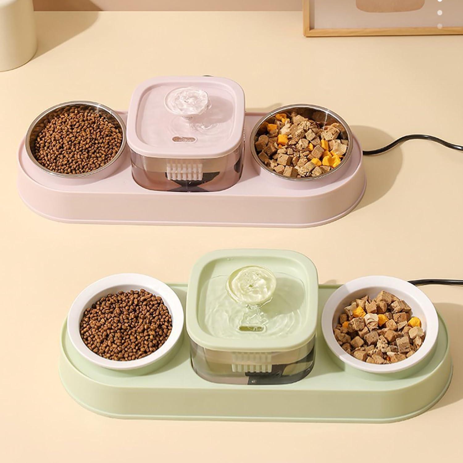 Elevating Cats Bowl Automatic Water Fountain Food Bowl AntiVomiting Dog Feeding Bowl Food Container for Small Dog Cats - Pet Supermarket