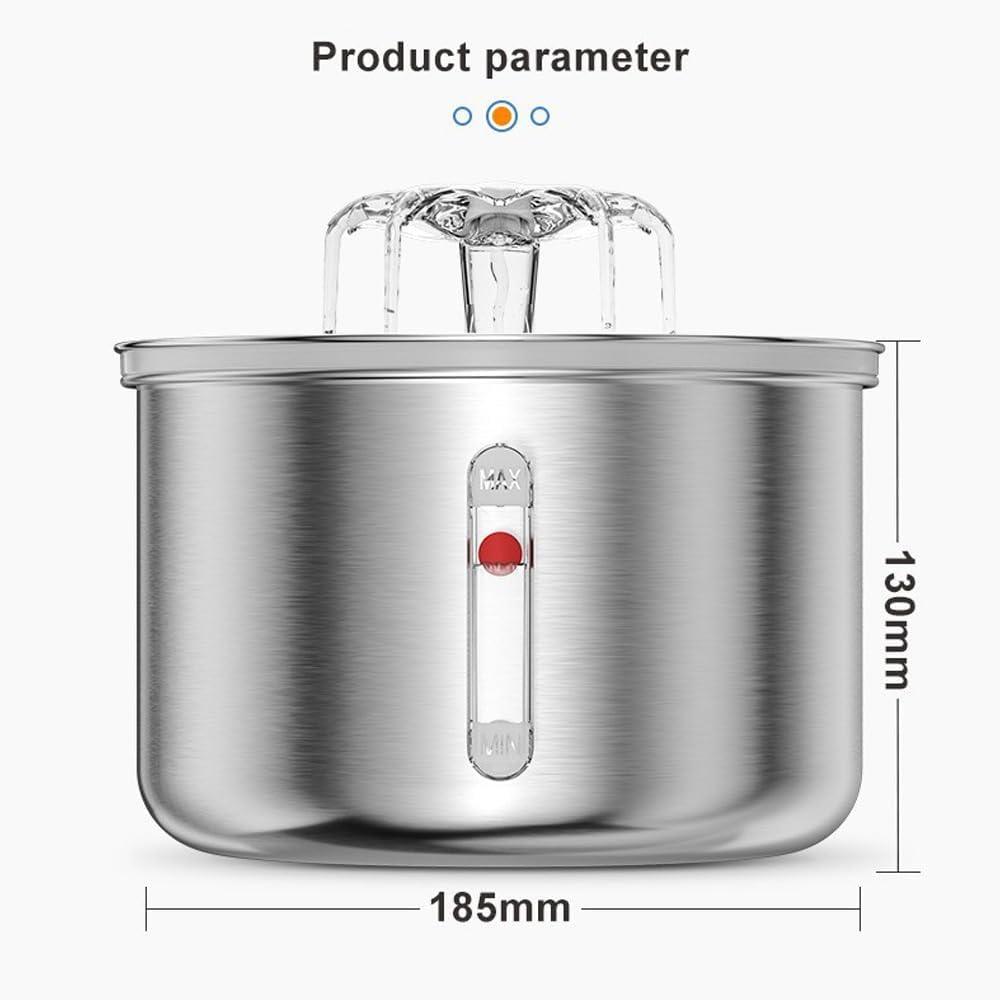 Pet Water Dispenser Cat and Dog Fountain Water Dispenser 2L Stainless Steel Automatic Drinker Dog Cat Drinking Bowl USB Powered Pet Supplies