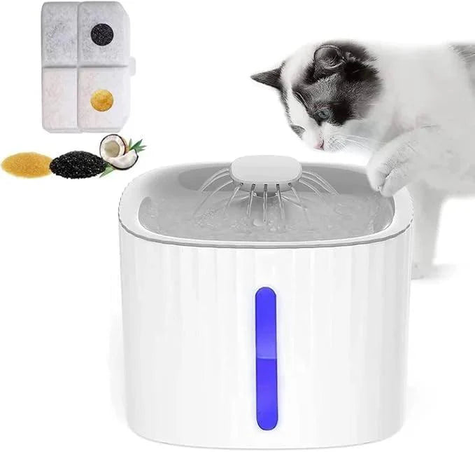 Automatic Pet Water Fountain With 3 Flow Modes and 2 filter elements, Pet Water Fountain With Led Light And Filter For Cats, Dogs And Multiple Pets