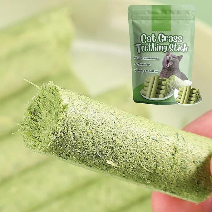 Cat Grass Teething Sticks, Cat Grass Sticks for Hairball Removal, Teeth Cleaning, Increase Appetite Chicken Flavor for Pet Cat (30g) 6pcs
