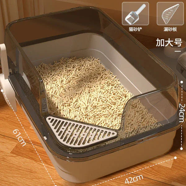Cat Litter Training Tray, Corner Cut Extra Large Semi-Enclosed Litter Box Open Top Cat Litter Tray - Pet Supermarket