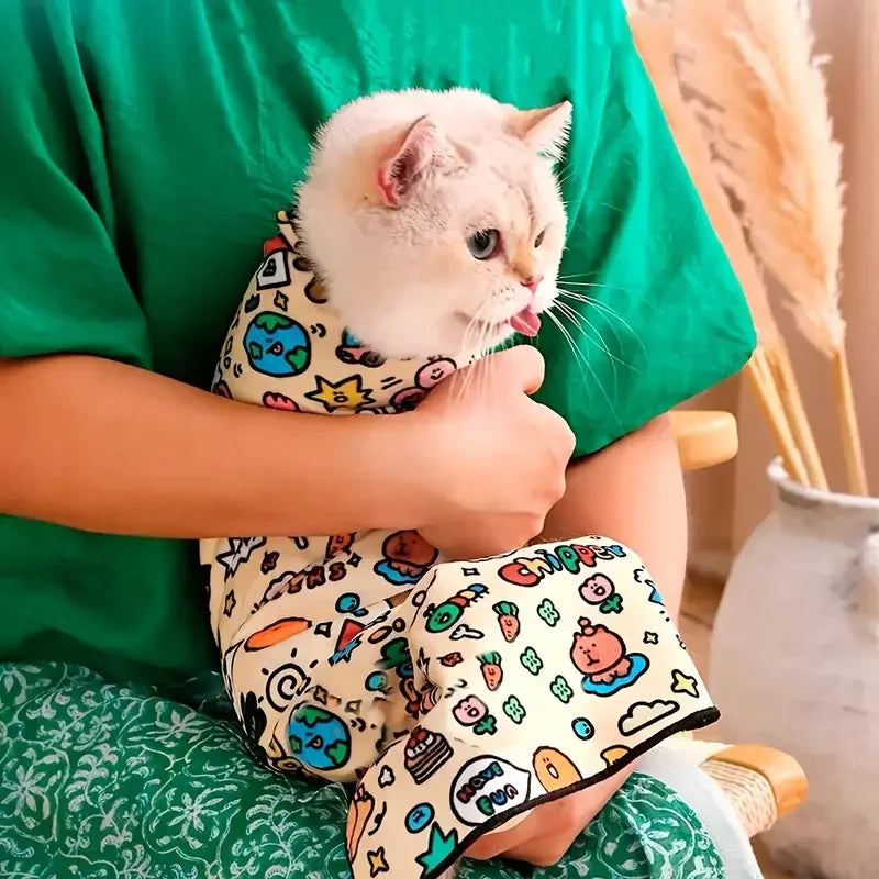Cat Beauty Wrap - Pet Protective Cover - Cat Wrapping Cloth for Feeding, Scratch Prevention, Escape Protection, Cleaning Pet - Feline Grooming Towel - Pet Supermarket