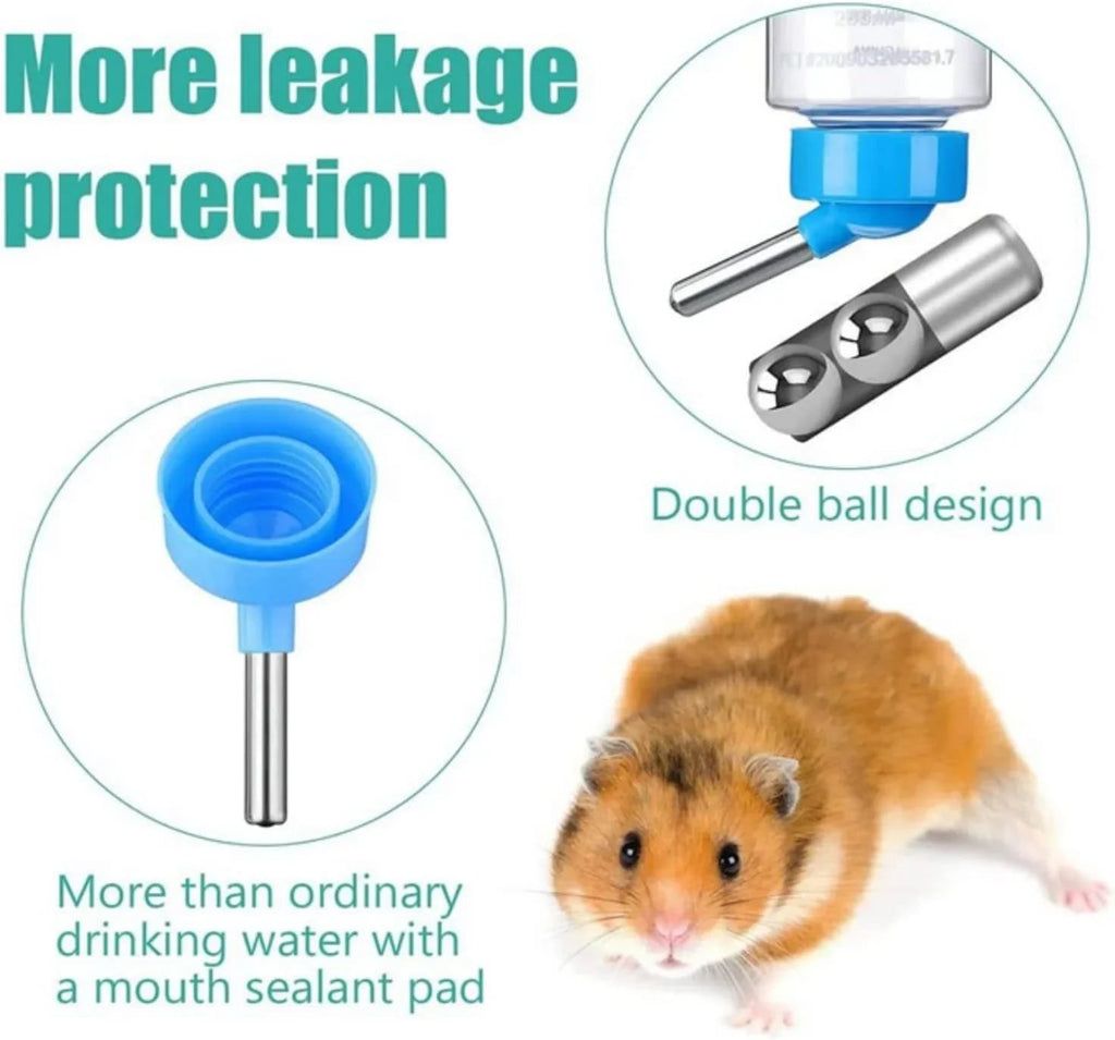 Hamster Drinker Plastic Water Bottle Dispenser Feeder HangingHamster Guinea Pig Squirrel Rabbit Drinking Head Pipe Fountain 125ml - Pet Supermarket