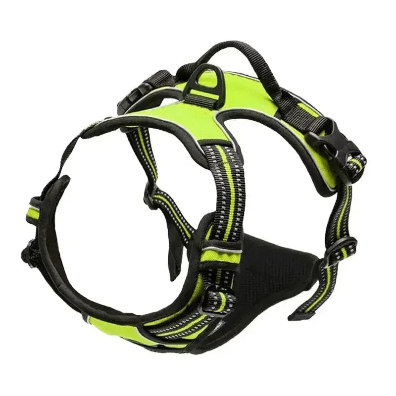 Dog Large Harness, No Pull Dog Harness Reflective Adjustable Soft Padded Pet Vest with Front & Back 2 Metal Leash Hooks, 2 Snap Buckles and Easy Control Handle - Pet Supermarket