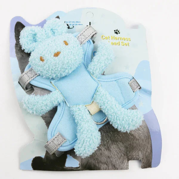 Rabbit Escape Proof Cat Harness 2 Color Leash Set Walking Leash Cat Leash Medium Size - Pet Supermarket