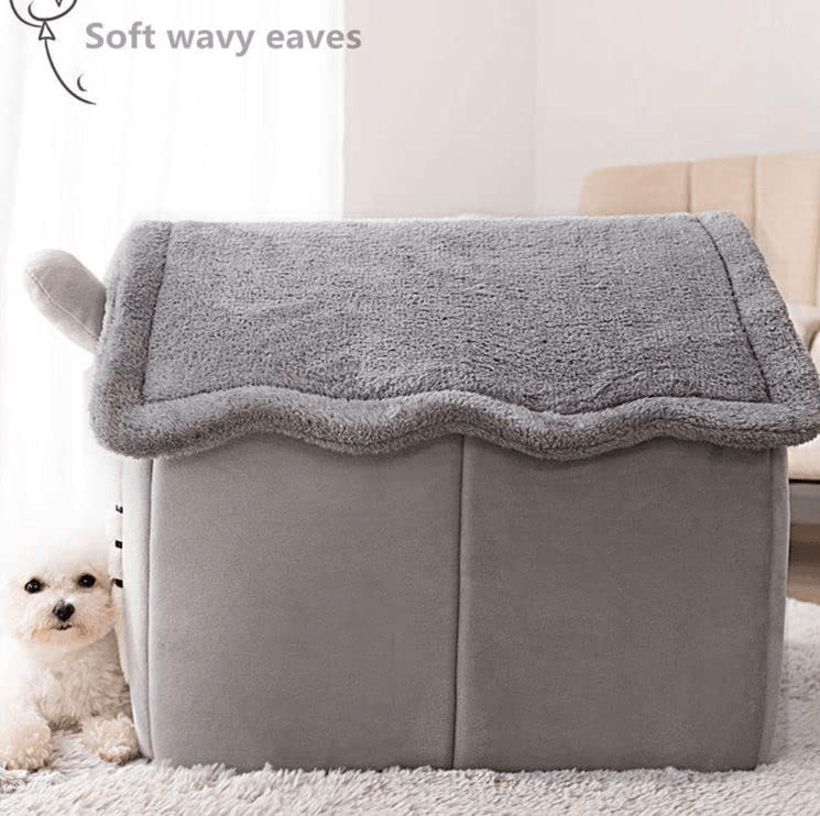 Dratal Cat & Dog House Kennel Soft Pet Bed Small Cat Tent Indoor Enclosed Warm Plush Sleeping Nest Basket with Removable Cushion Pet Supplies