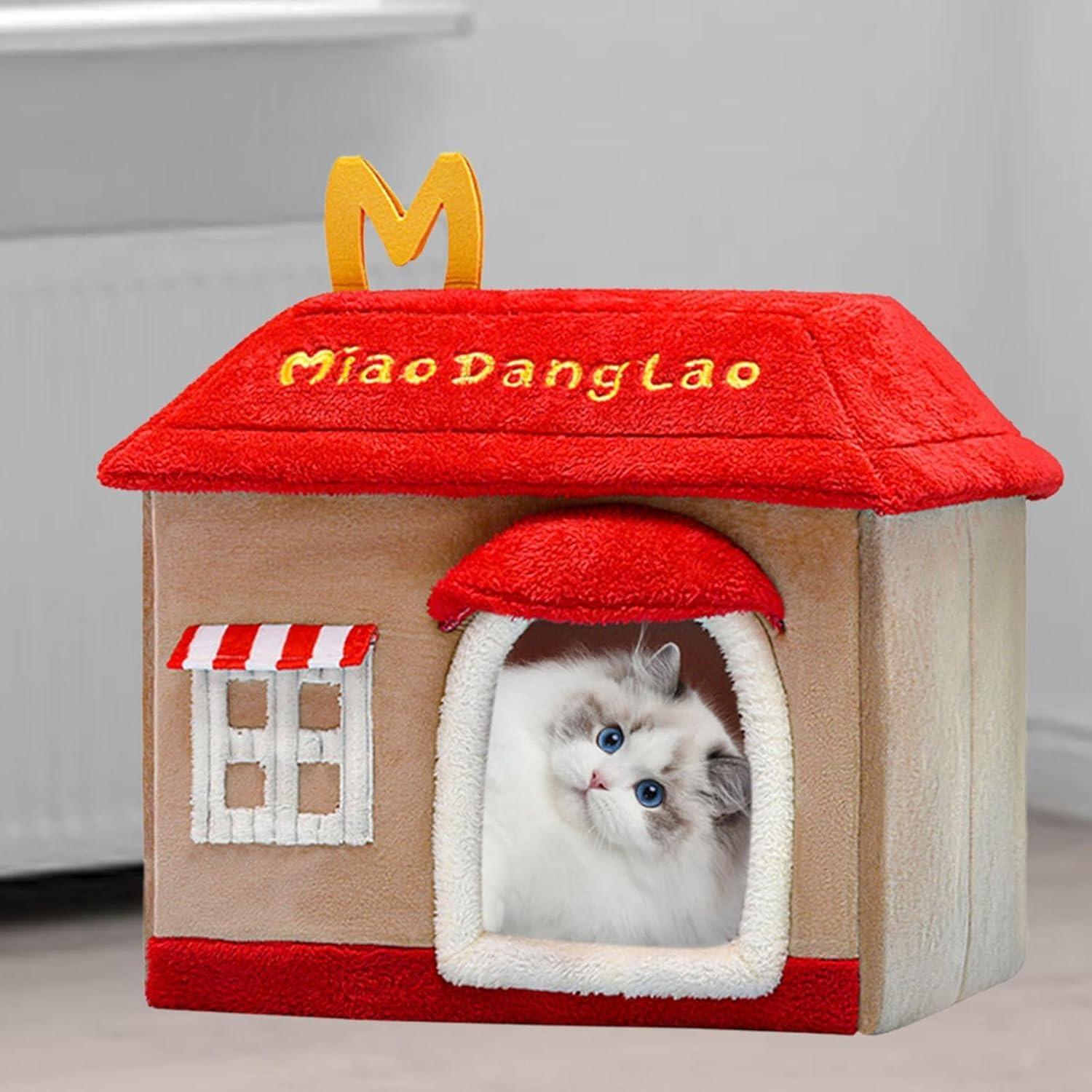 Super Premium Foldable Pet Cat & Puppy Bear Design House with Removable Cushion for All weather - Pet Supermarket