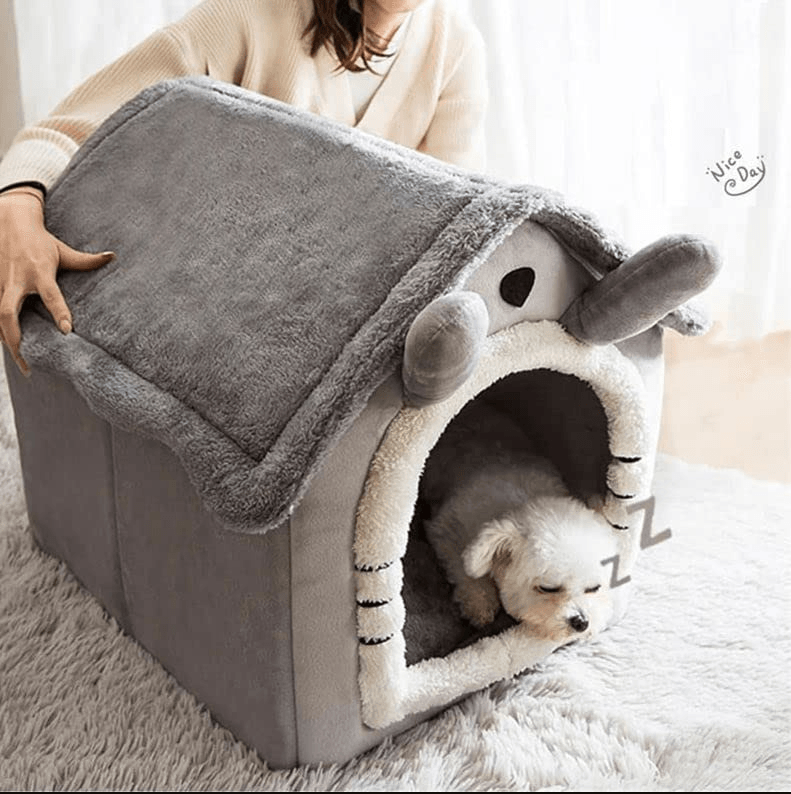 Dratal Cat & Dog House Kennel Soft Pet Bed Small Cat Tent Indoor Enclosed Warm Plush Sleeping Nest Basket with Removable Cushion Pet Supplies